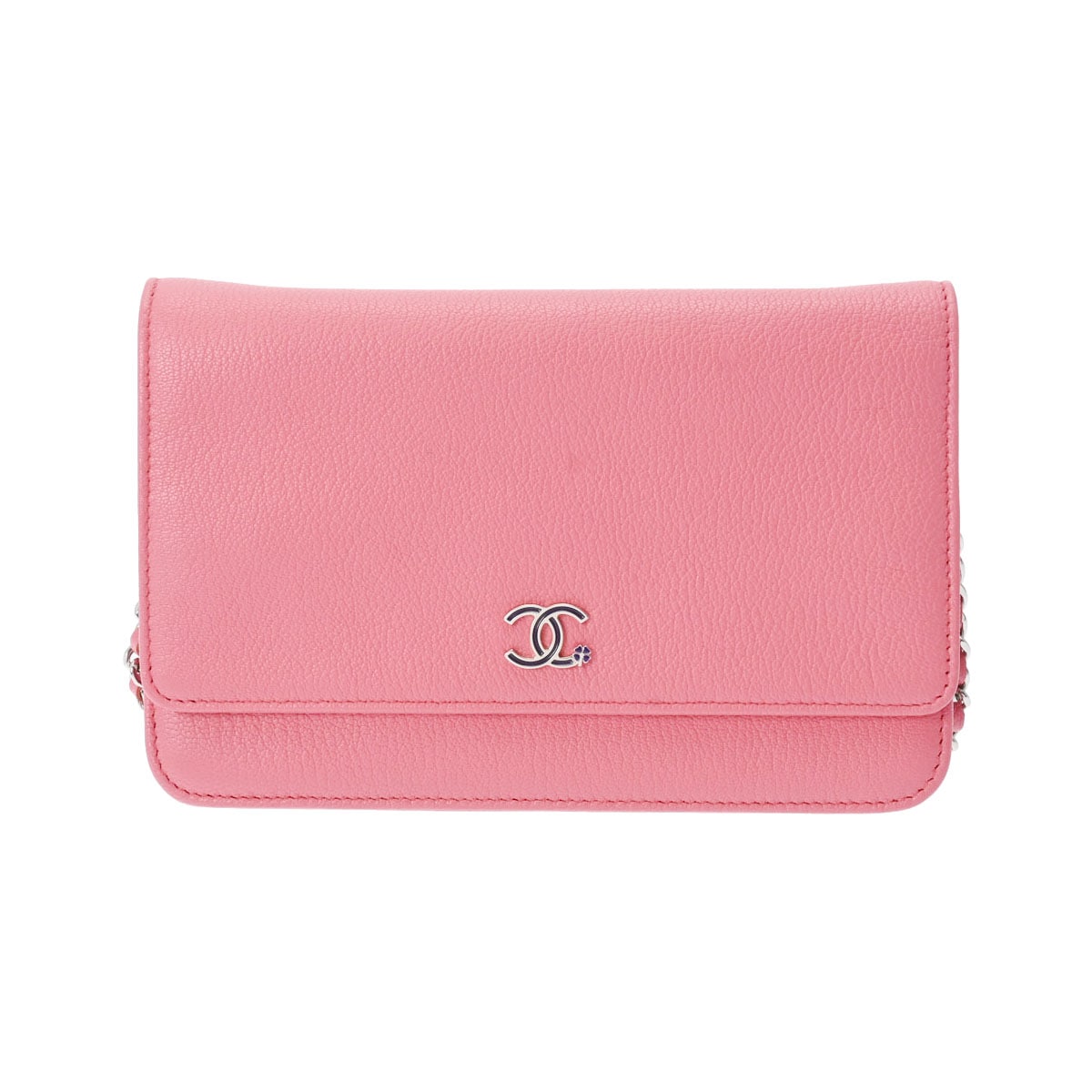 チェーンウォレット ココマーク クローバー ピンク A84206 レディース レザー ショルダーバッグ ABランク 中古 銀蔵