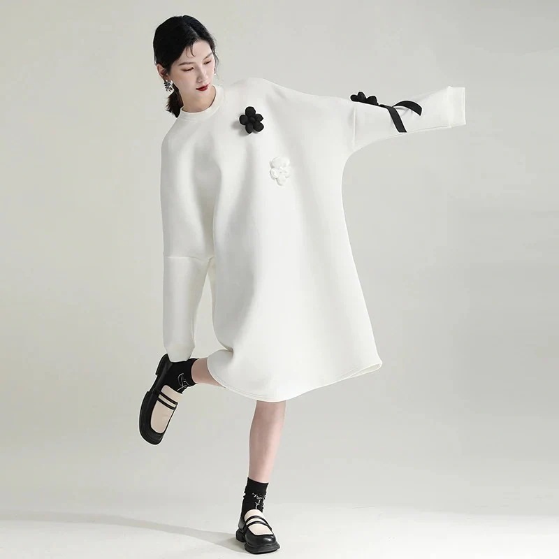 【J.Fashion】 秋 ワンピース 体型カバー シンプル ミルク レディース おしゃれ 関連商品は店で購入可能 メガ割