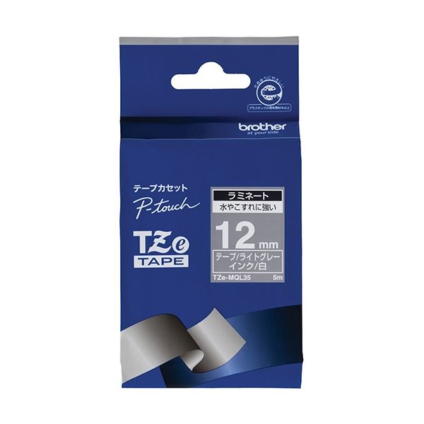 (まとめ) ブラザー ピータッチ TZeテープおしゃれテープ 12mm つや消し ライトグレー/白文字 TZE-MQL35 1個 (×5セット)