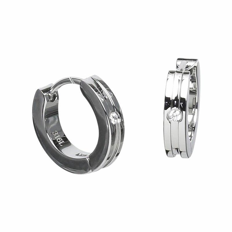 [Negozietto] ネゴツィエット ピアス W1S15-MQ101WG 低金属アレルギー ステンレス 316L フープ 中折れ 1.5mm CZ付 3mm×13.5mm ホワイトゴールド