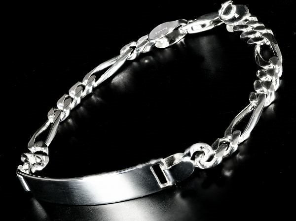 シルバー925 極太 フィガロチェーン ブレスレット プレート デザイン (数量限定 記念日 クリスマス バレンタイン プレゼント 5,986円