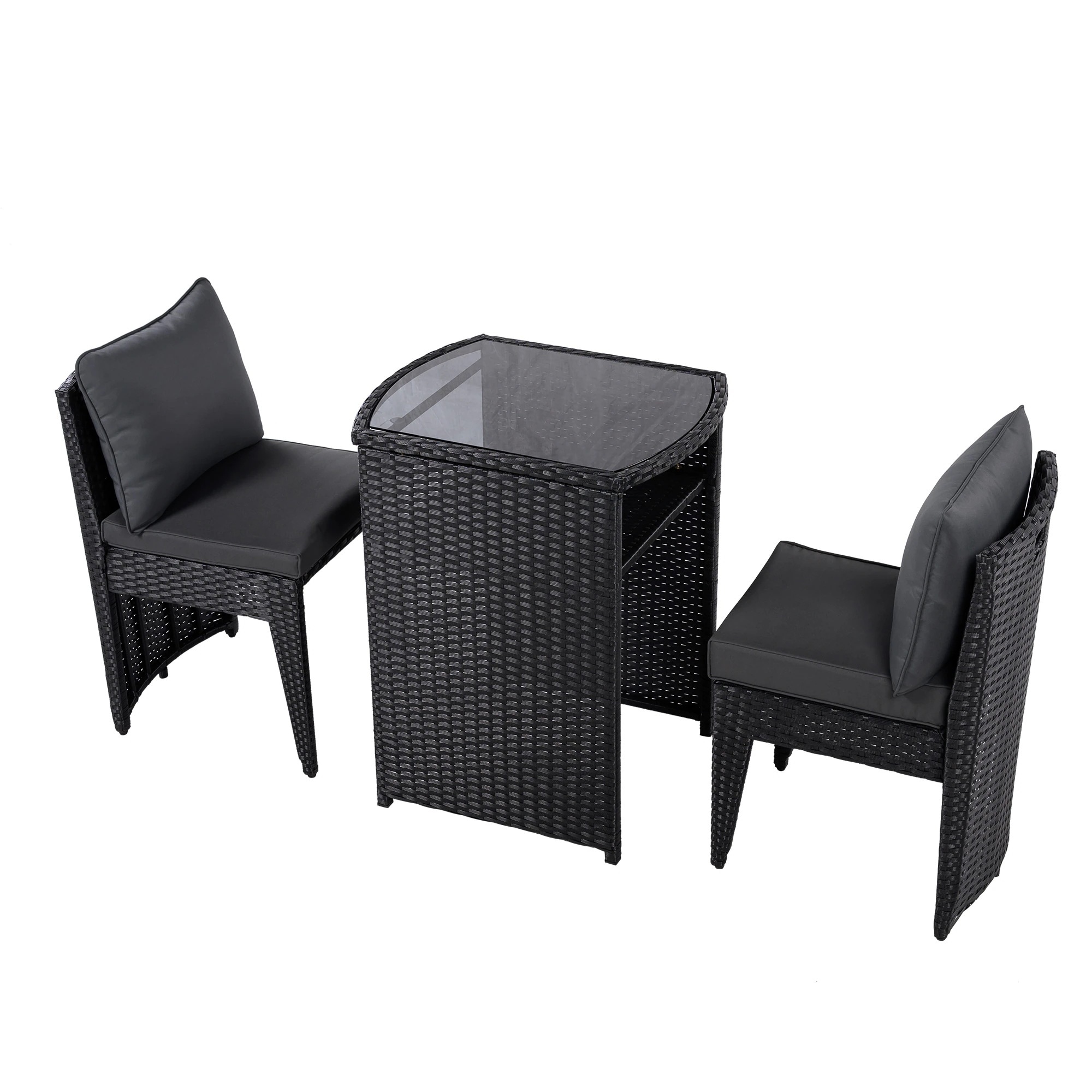 【レビューで 100 ポイント】ガーデンファニチャーセット 3点セット ラタン調 コンバクト収納 ガーデンファニチャー ベランダテーブル ガーデンテーブル ガーデンチェアー テーブル コンパクト 屋外