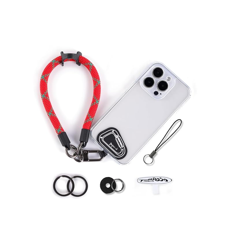 [project-cb] スマホストラップ ハンドストラップ カメラハンドストラップ ストラップホルダー リストストラップ 落下防止 調整可能 リングストラップ (ホリデーレッド)