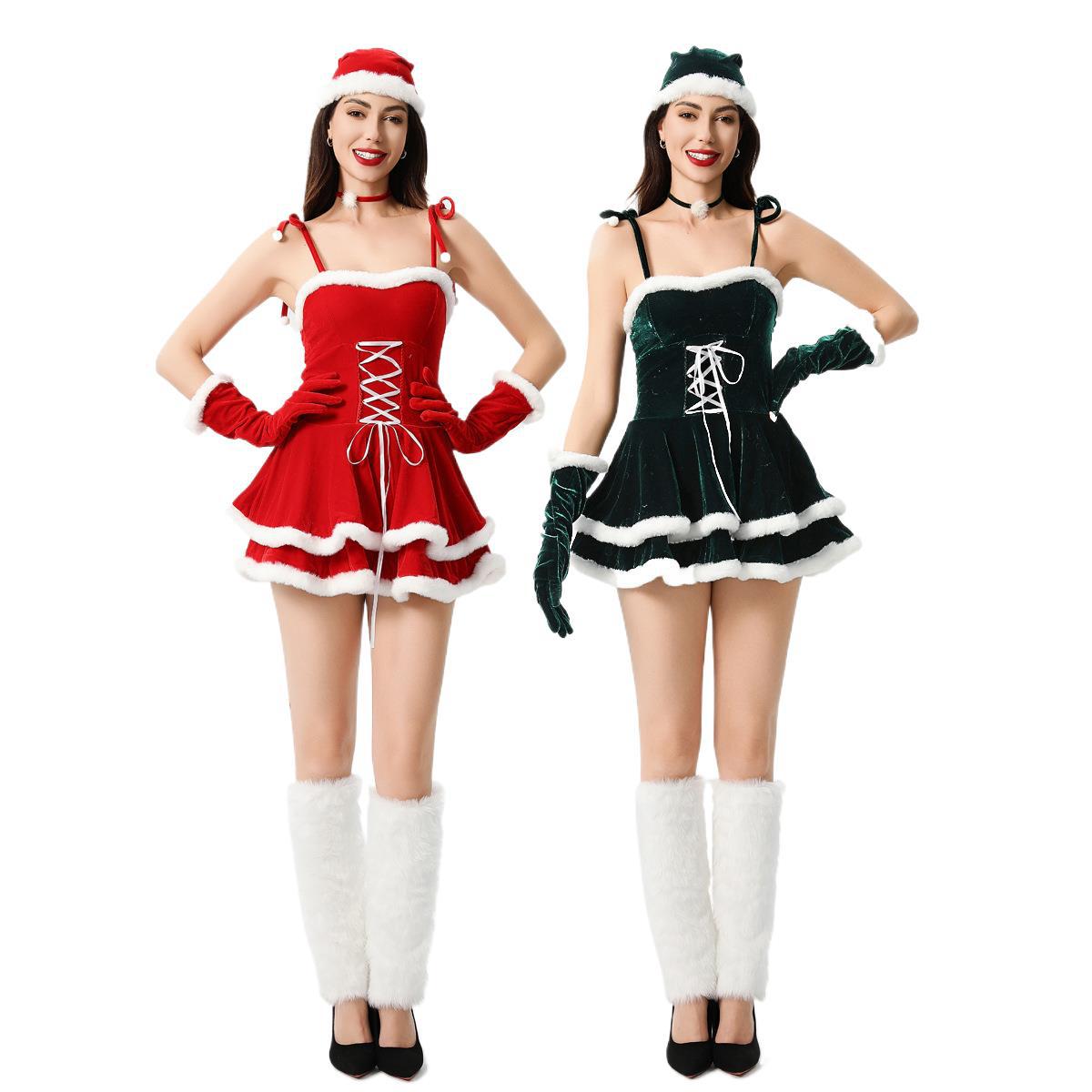 2025年のクリスマス衣装ヨーロッパとアメリカの女性のセクシーなホットガールサンタクロースクリスマス衣装ロリータロリドレス