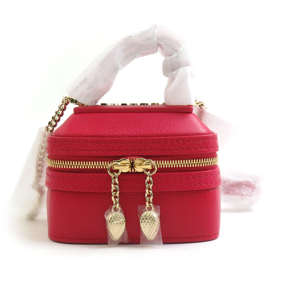 ブルガリ BVLGARI ポーチ ショルダーポーチ セルペンティ レザー/メタル レッド レディース h31219a
