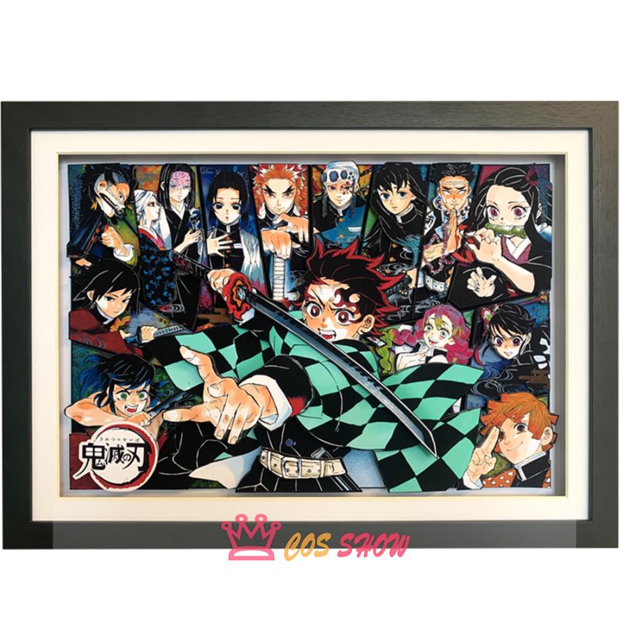 実物撮影 周辺 グッズ 立体絵 竈門炭治郎 禰豆子 我妻善逸 32cm×42cm アクリル画 絵飾り 壁飾り 手作り ３D 立体 プレゼント DIY インテリア Cタイプ