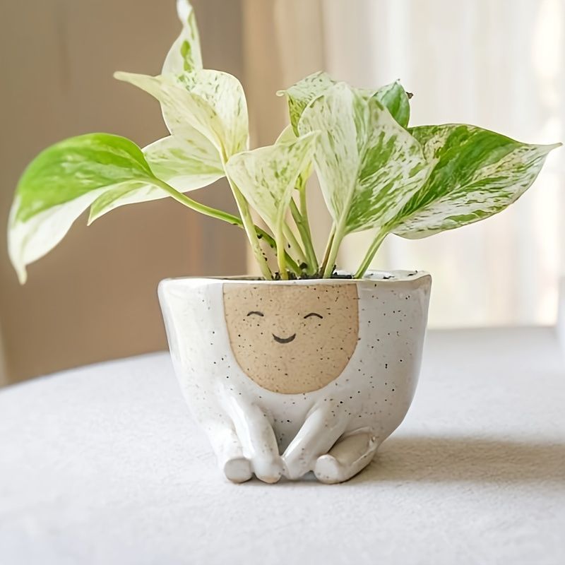 鉢植え 植木鉢 プランター プラントポット フラワーポット ガーデニング スマイル顔 屋外 装飾 インテリア 庭 玄関 観葉植物 多肉植物 サボテン 観葉植物 ユニーク バルコニー 樹脂ty411
