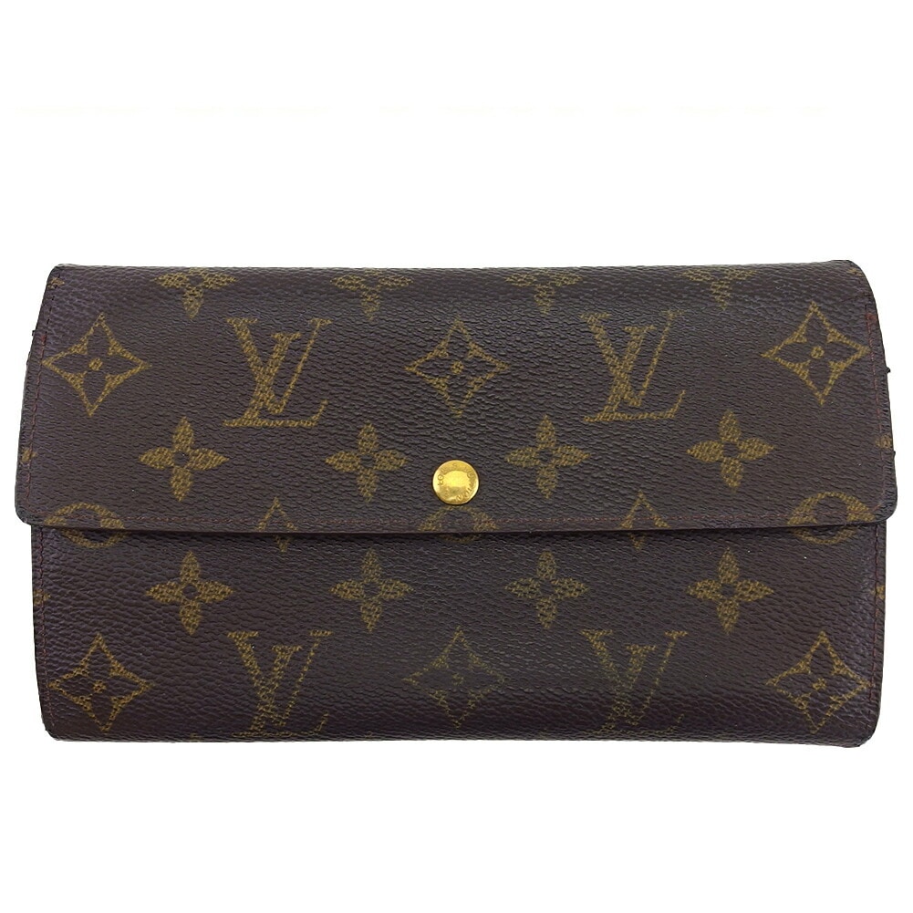 長財布 モノグラム ポシェット・ポルト・モネ・クレディ ダークブラウン×ベージュ レディース 中古 14,410円