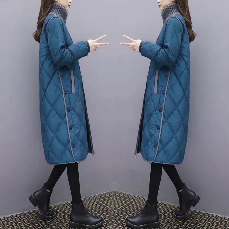 韓国ファッション 中綿コート レディース 大きいサイズ ロング丈服 防寒 暖かい ゆったり アウター[8カラー]