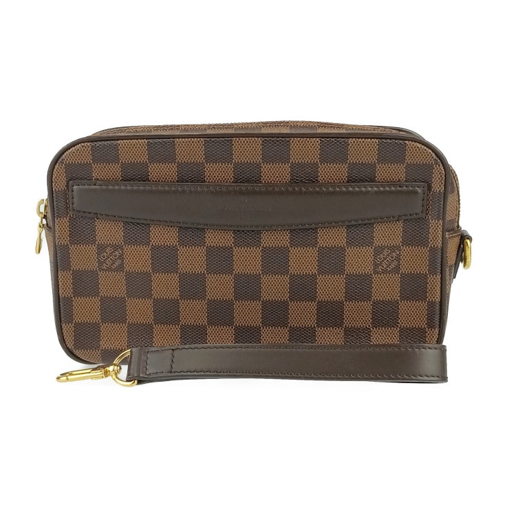 美品 LOUIS VUITTON ルイ ヴィトン セカンドバッグ ダミエ ポシェット サンポール N41219 エベヌ ゴールド金具 PVC レザー メンズ リストレット【本物保証】