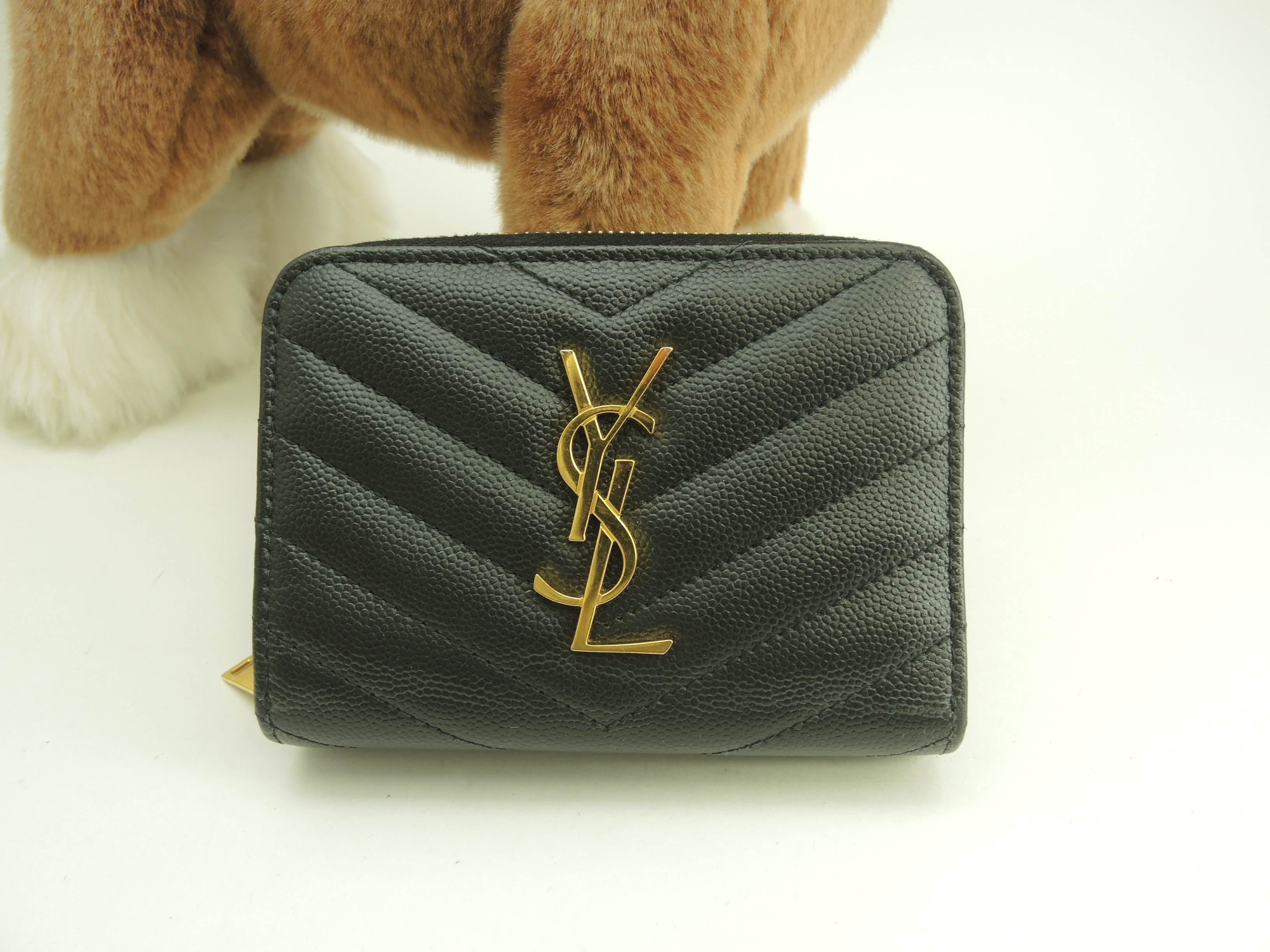サンローラン コンパクトジップアラウンドウォレット YSL レザー黒 2折財布 @GNC403723-0321