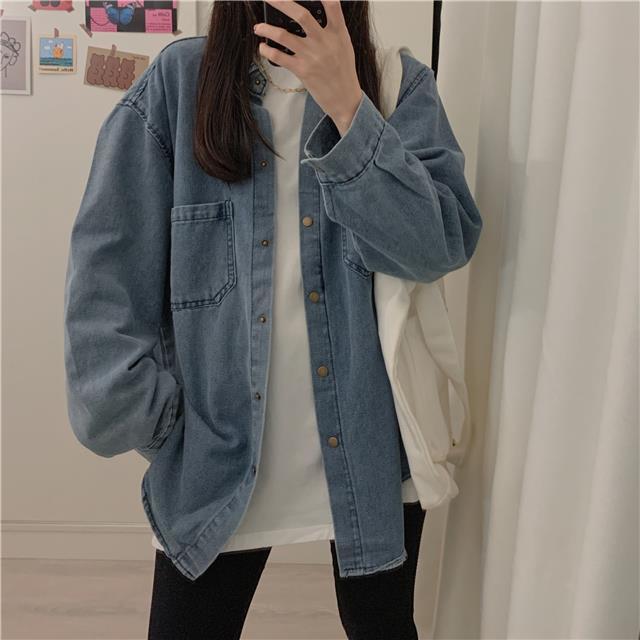 ジャケット 冬アウター ファッション韓国シャツドレープ感着痩コーデに役立つ！デニムジャケット デニムシャツ レース設計 春トレンチコート