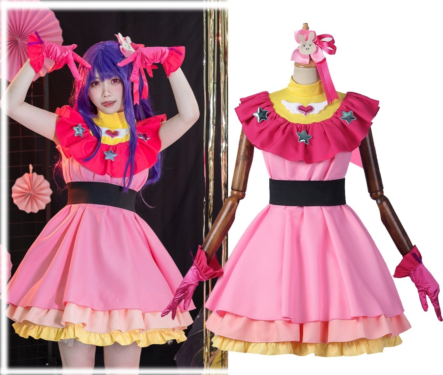 バニエ付き 衣装＋ウィッグ+靴 推しの子 コスプレ衣装 星野アイ ルビー 有馬かな セット ステージ衣装 アイドル コスチューム ハロウィン クリスマス イベンド 文化祭 学園祭