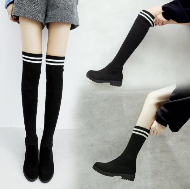 ソックスブーツ　ロングブーツ ニーハイブーツ ソックスブーツ　選べる2タイプショートブーツ　ロング丈 レディース ストレッチ 靴 歩きやすい 大きいサイズ 美脚 防寒