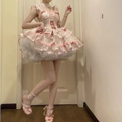 Lolita スカートバレエ春夏ドレスホルタードレス3862