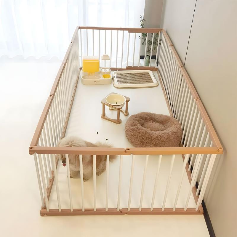 ペットサークル 犬 サークル ドア付き 室内外兼用 自由にレイアウトOK 折り畳み ペットケージ 犬 ゲージ 多頭飼い 安全柵 室内 小型犬 中型犬 組み立て簡単 幅183×奥行93×高さ68cm 木
