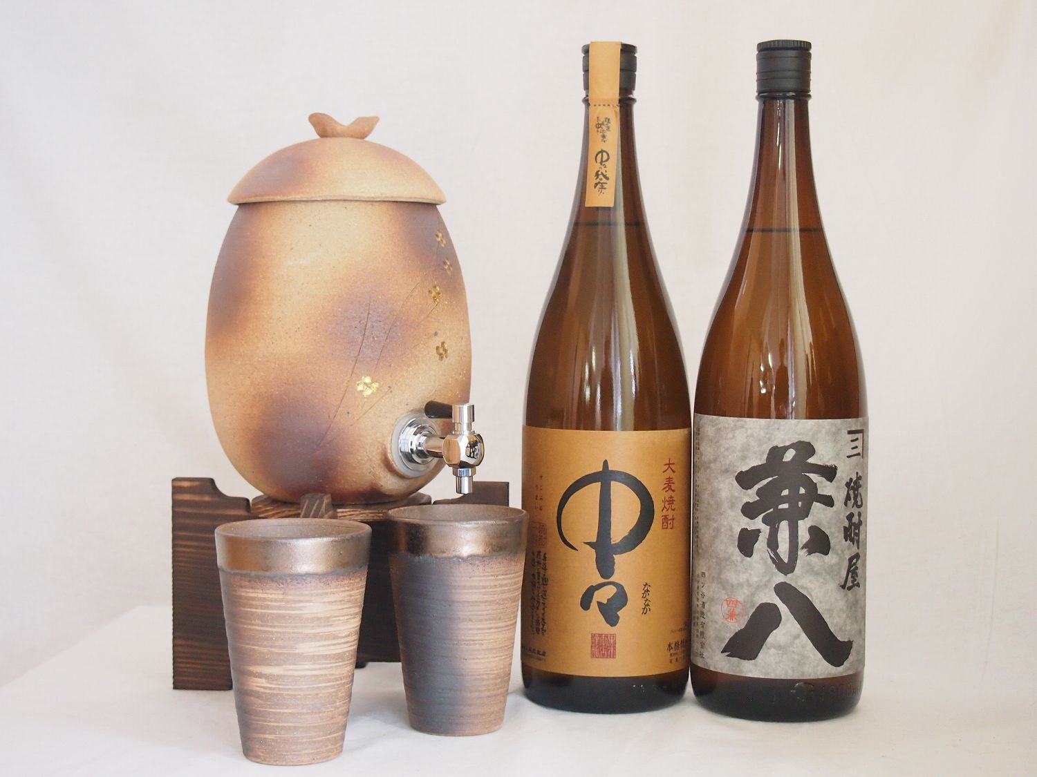 信楽焼明山窯　焼酎サーバー　火色金小紋　2200ｃｃ(滋賀県)+萬古焼備前金彩焼酎ペアカップ(三 28,189円