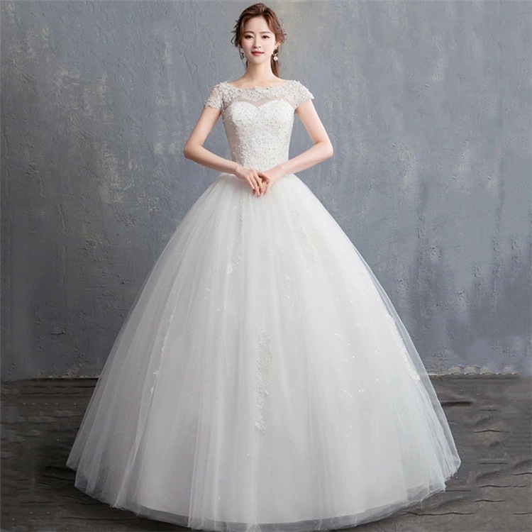 ウェディングドレス ロングドレス 格安 ウエディングドレス ドレス 二次会 花嫁 披露宴 結婚式 フォーマルドレス 編み上げタイプ 白 オシャレ S/M/L/XL/2XL