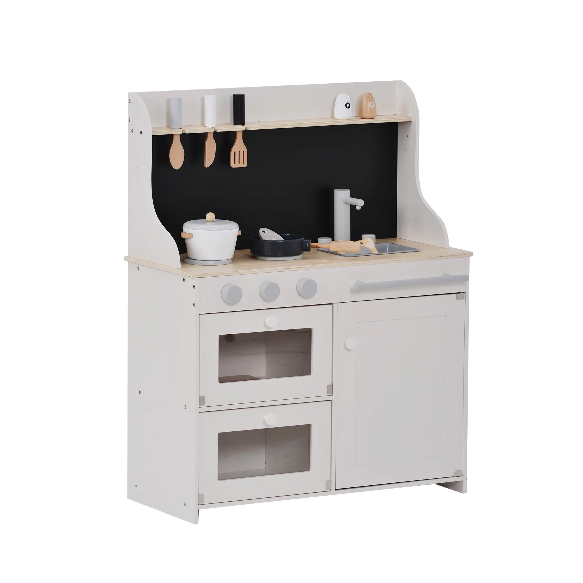 【大好評！最安値挑戦!】おままごと キッチン 木製 黒板付き 調理器具付き ままごとセット 誕生日 台所 知育玩具 子供用 子供 収納 まねっこ コンロミニキッチン おもちゃキッチン キッズ ベビー