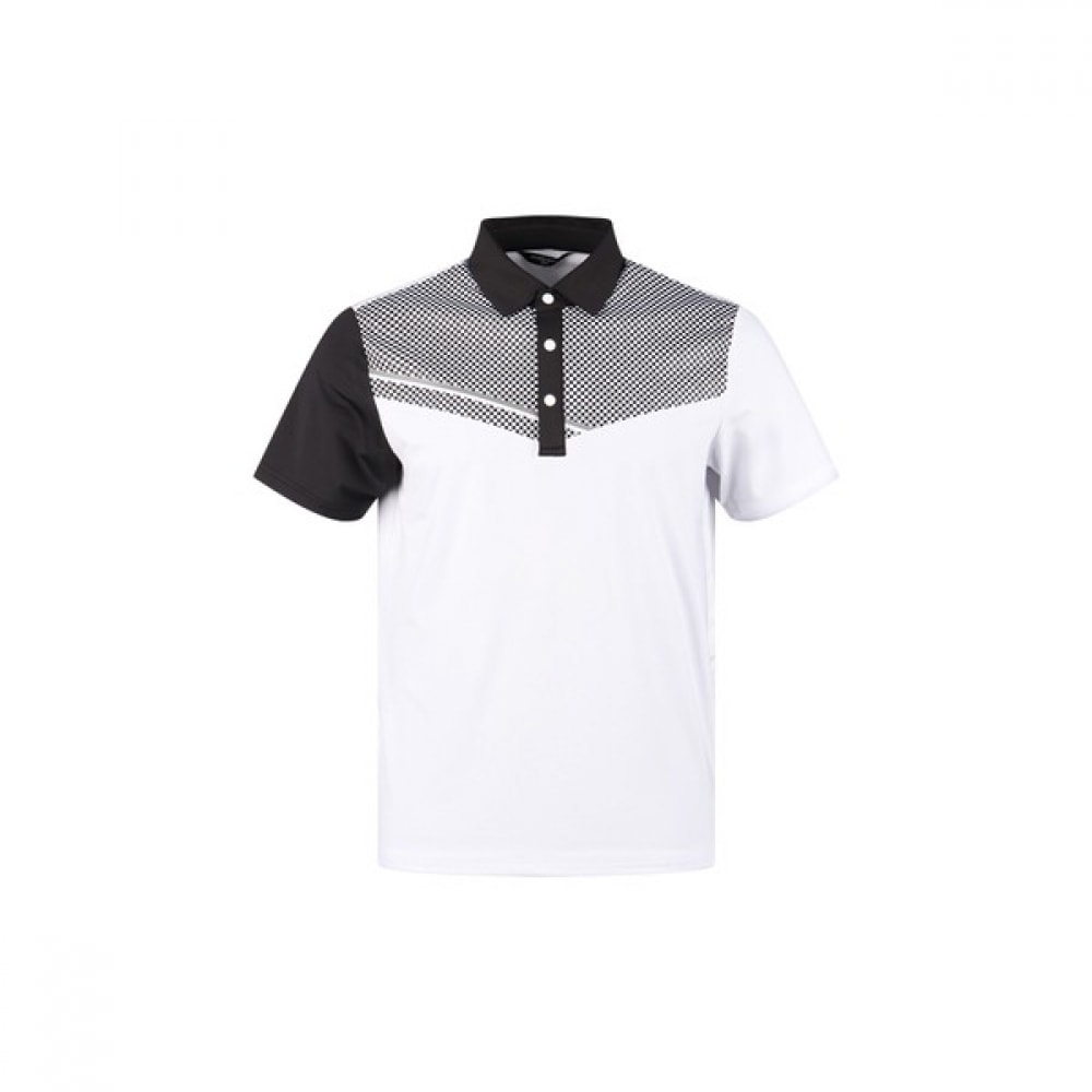 (ラックスゴルフ) Analdobasini メンズチェッカーボードブロック半袖ゴルフシャツ ABMTS42304