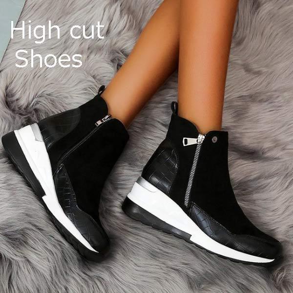 インソール スニーカー 厚底 スニーカー インヒール レディース ベーシック シューズ 黒 ブラック E44636