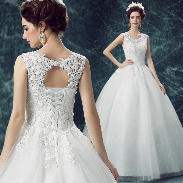 ウエディングドレス 結婚式 二次会 ウェディングドレス 安い プリンセス エンパイア 花嫁 ドレス 披露宴 ロングドレス ブライダル 姫系 レース 大きいサイズ