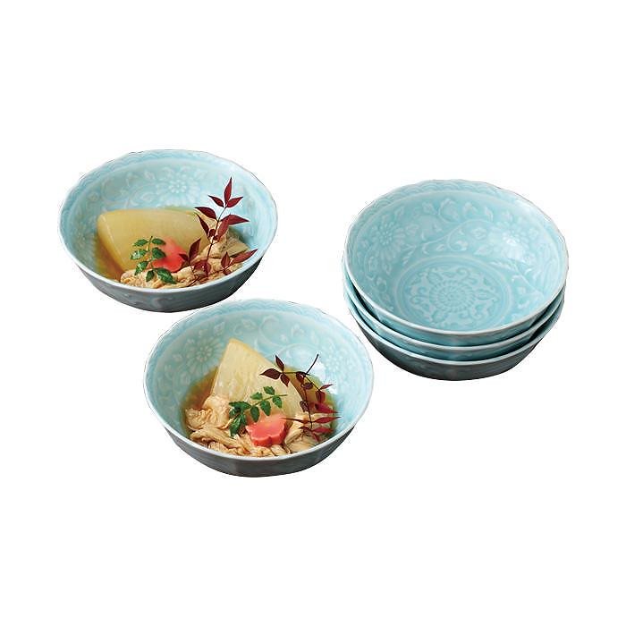 Qoo10] 52649 青白磁 桔梗渕多用鉢揃 : キッチン用品