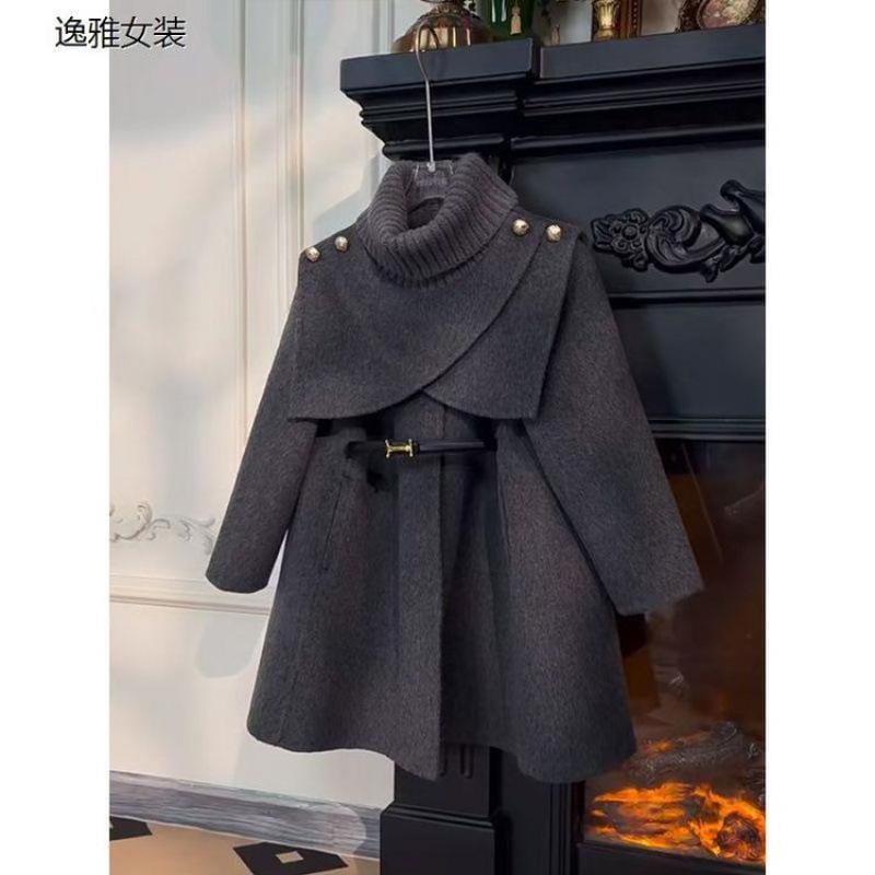 子供服 アウター 秋冬 ウール コート ポンチョ 中 キッズ 取り外し可能 ショール ミドル丈 高品質 灰色 赤色 ロング丈