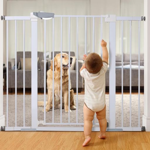 TOPPYA ペットゲート 犬 ゲート 階段上 ベビーゲート 置くだけ 高さ76cm 取付幅64~75cm 突っ張りタイプ あつりょくとりつけ 穴あけ不要 中型 大型ペット子供用 室内 玄関 階段 脱