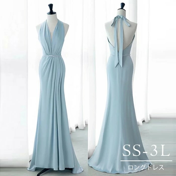 バックレスドレス マーメイド ドレス ホルターネック 大人 ピアノ 発表会 ロングドレス 演奏会 演奏会用ドレス ピアノ発表会 結婚式 高校生 パーティードレス 小さいサイズ 大きいサイズ コンクール