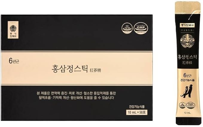 100％ 韓国プンギ紅参 スティック, 10ml×50本, 無添加, ジンセノサイド 25mg