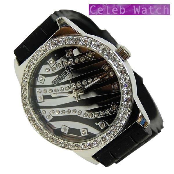 セール GENEVA 腕時計 ジルコニア カスタム ウォッチ シルバー ブラック ラバーベルト メンズ 時計 ラグジュアリー スタイル ブランド ファッション セレブ ウォッチ メンズウォッチ セ