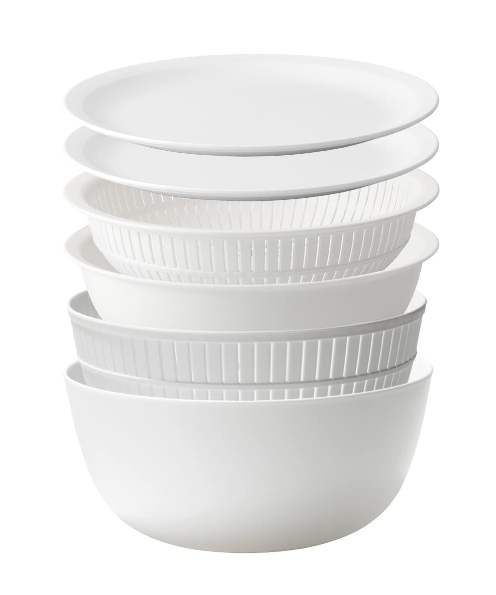 ライクイット (likeーit) ざる ボウル 電子レンジ対応 Colander&Bowl 米とぎにも使える ザルとボール ホワイト 6点セット 日本製 水切り 湯切り可能 耐熱ボウル 5,360円