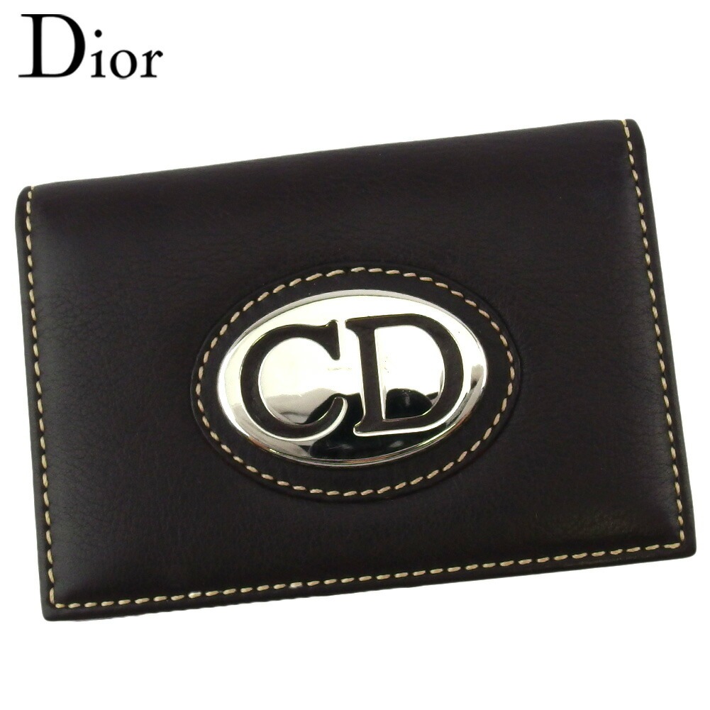 カードケース 名刺入れ CDプレート レディース メンズ ブラウン シルバー 中古