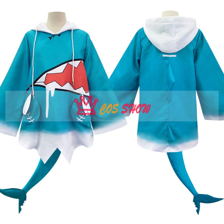 人気商品N0.1 実物撮影 ホロライブ English VTuber がうる ぐら サメちゃん コスプレ衣装 帽子+尻尾付き 文化祭 ハロウイーン パーティー 変装 仮装 演出服