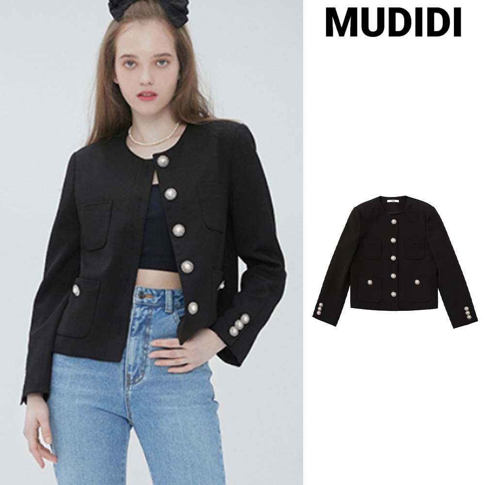 [MUDIDI] No collar crop jacket 004
