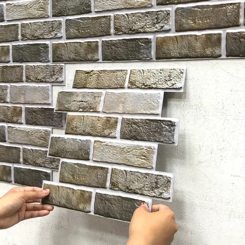 自己粘着性PVC壁フィルム 大理石パターン 模造レンガ壁用 防水 30x30cm 12または30個