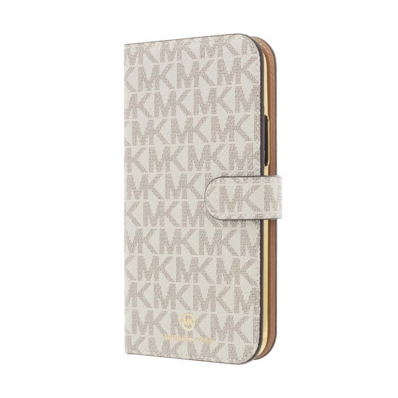 マイケルコース　Folio Case Signature with Hand Strap - Magsafe for iPhone 12 mini バニラ　MKSHVNLFLIP2054