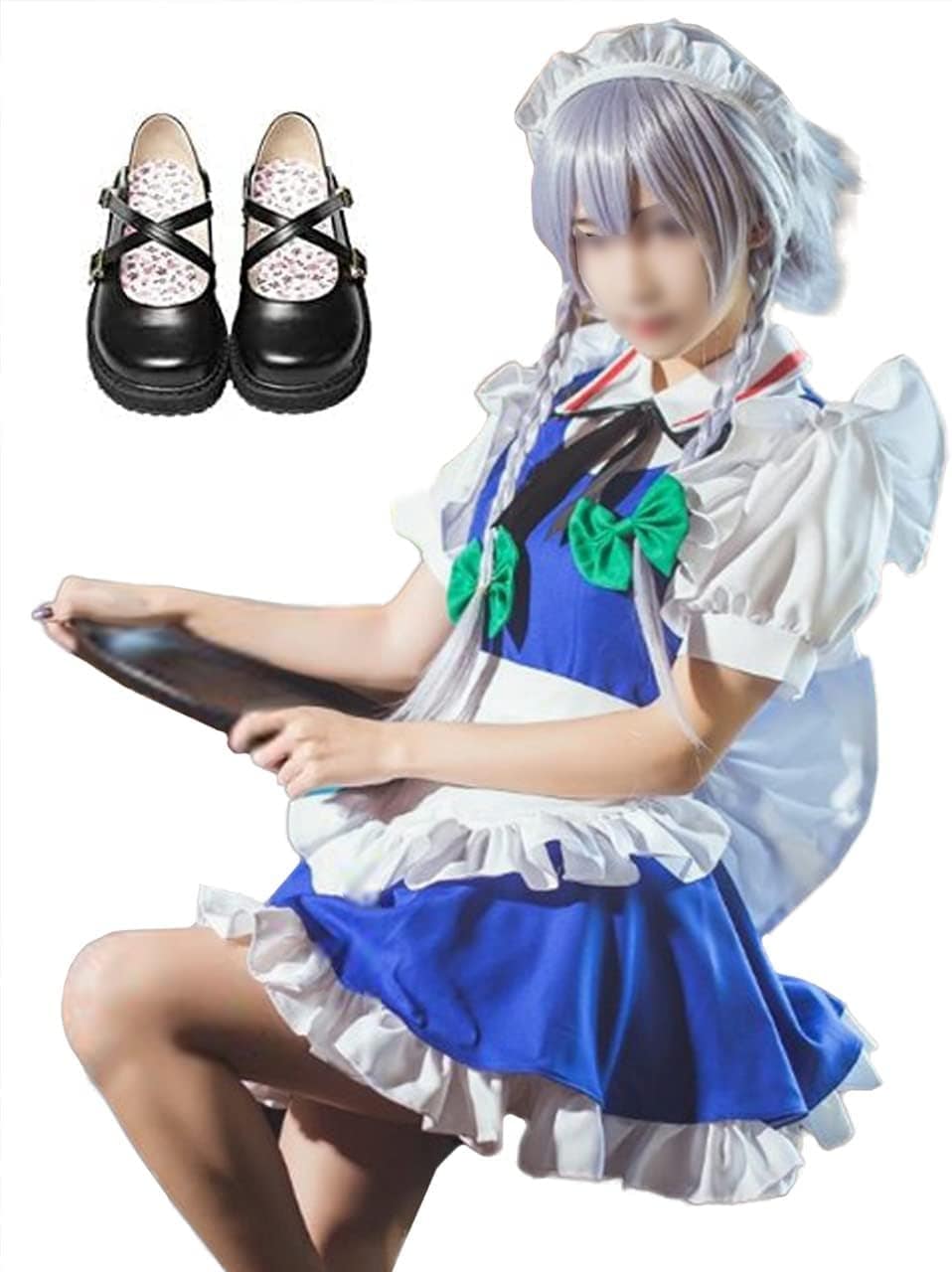 十六夜咲夜 東方Project 東方紅魔鄉 いざよいさくや メイド服 衣装 ウィッグ 靴 追加可 コスプレ 衣装 ステージ服 コスチューム クリスマス ハロウィン