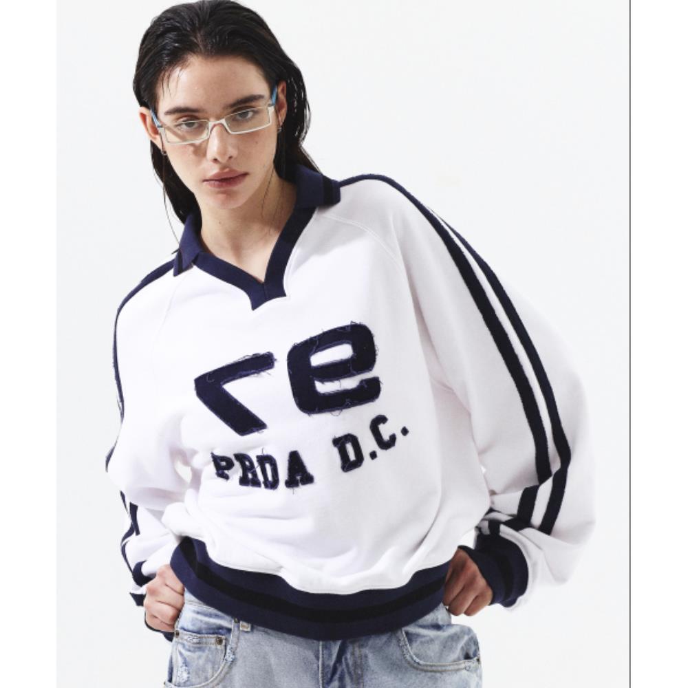 PRENDA PRENDA LOGO TAPE APPLIQUE SWEATSHIRTS SNOW WHITE