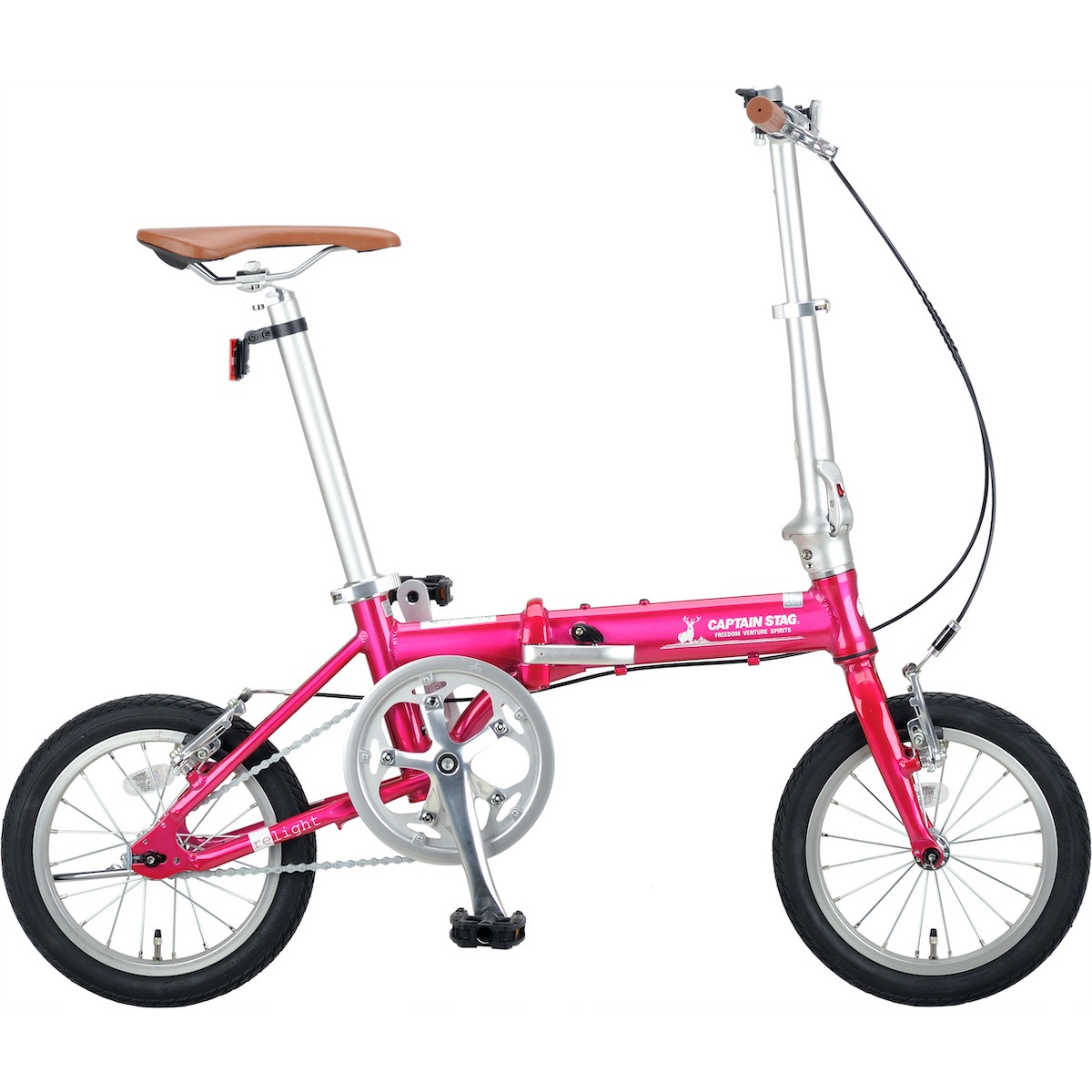 キャプテンスタッグ(CAPTAIN STAG) 折りたたみ自転車 リライトAL-FDB141(ピンク) YG-1411　軽量 14インチ【お客様組立品】