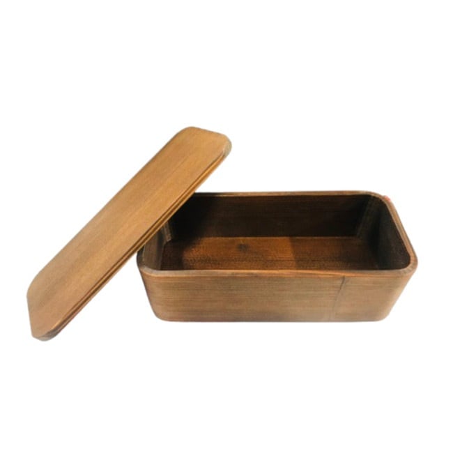 杉の木クラフト 曲げわっぱ弁当箱 拭き漆 角一段 小 / 曲げわっぱ 弁当箱 弁当 お弁当 日本製 国産 木目 木製 漆 漆塗り お弁当箱 ランチボックス スリム コンパクト /