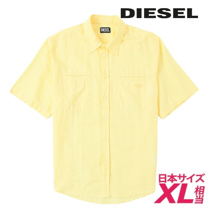 半袖シャツ メンズ S-OMAR-SSL オーバルDワンポイント刺繍ロゴ 麻混 die-m-t-g4-11c
