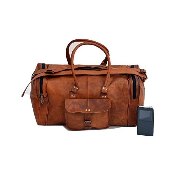 Urban Dezire Large Leather 20 Duffel Travel Gym Overnight Weekend Leather Bag Sports 並行輸入品
