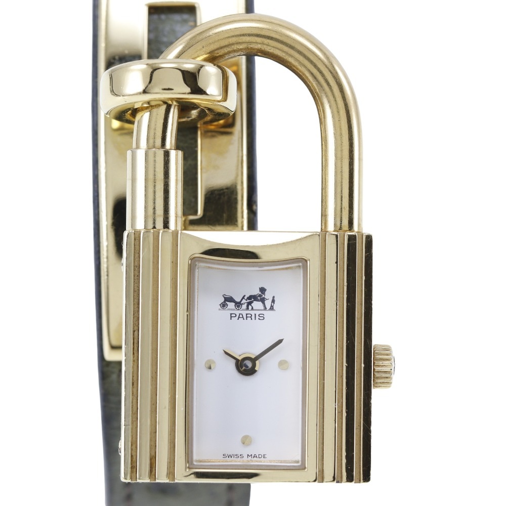 ケリー 腕時計 金メッキ オーストリッチ Y クオーツ アナログ表示 レディース 白文字盤 中古品