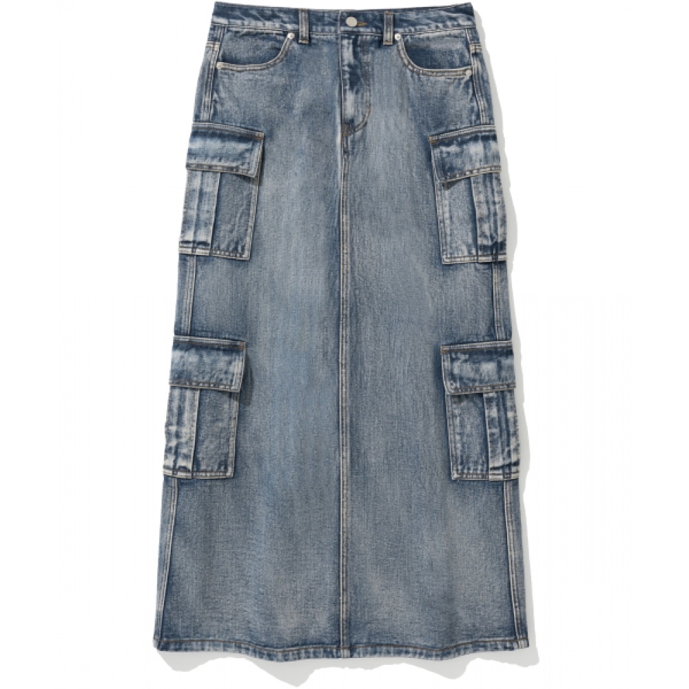 NOT4NERD W デニムカーゴロングスカート-ディープブルー 8,331円