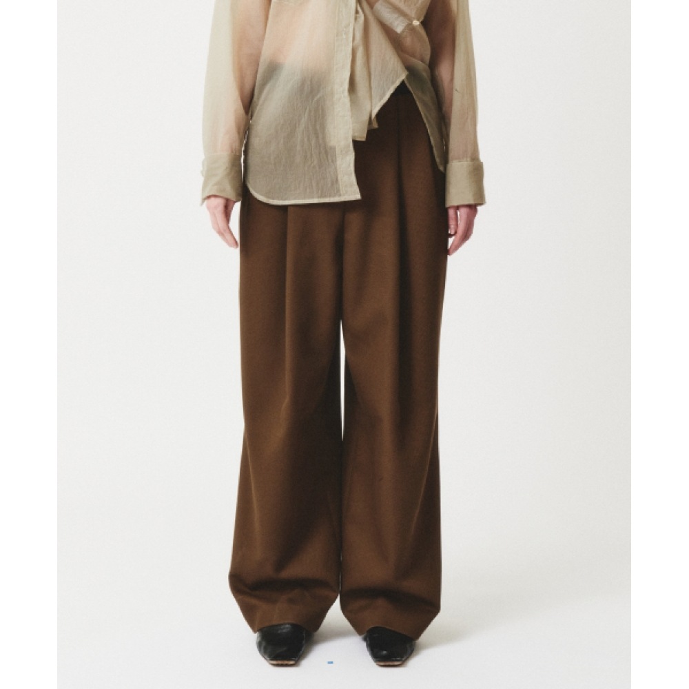 SATUR (W) Narni ヘビーツイルワイドバンディングパンツシダーカーキ