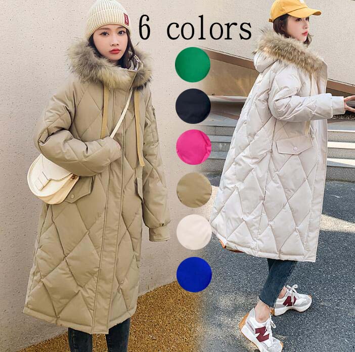 20代 シンプル ロング丈 フード付き 冬アウター あったか 通勤 OL 韓国風 厚手 ダウンジャケット 40代 中綿コート ダウン 大人 ブルゾン ダウンコート M-XXL きれいめ 体型カバー 着
