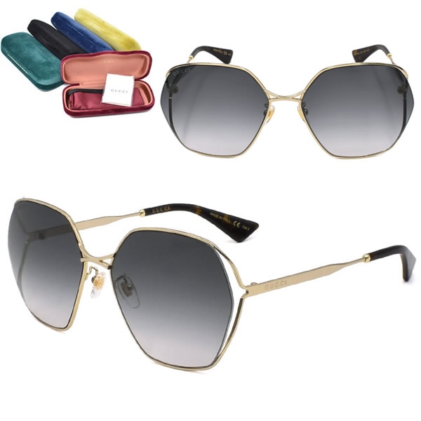 サングラス GG0818SA-001 サングラス アジアンフィット メンズ レディース ユニセックス ゴールド グレー