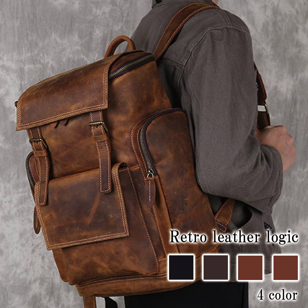 リュック メンズ レトロレザーリュック ビジネスリュック 冬 大学生 小さめ 40代 アウトドア 秋 パソコン バッグ 撥水 10代 おしゃれ 大容量 40L ビジネスバッグ 2WAY 本革 軽量 リ